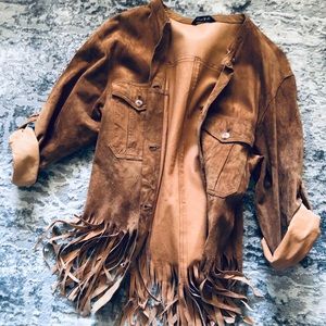 Vintage suede jacket with fringe